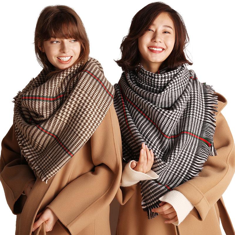 

Scarves Imitation Cashmere Scarf Women's Autumn Winter Style Thickened Warm Korean Version Versatile And Plaid Shawl Bib