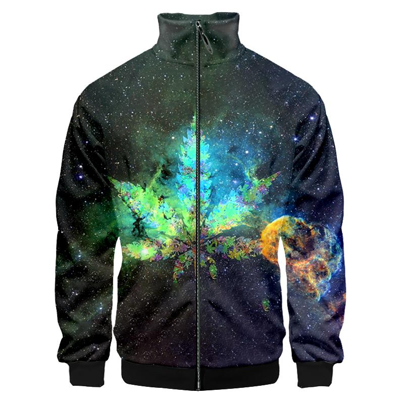 

Men's Jackets Leaves Starry Sky Stand-up Collar Jacket 3D Print Novelty Leaf Coat Harajuku Funny Long Sleeve Outwear 5XL, Black;brown