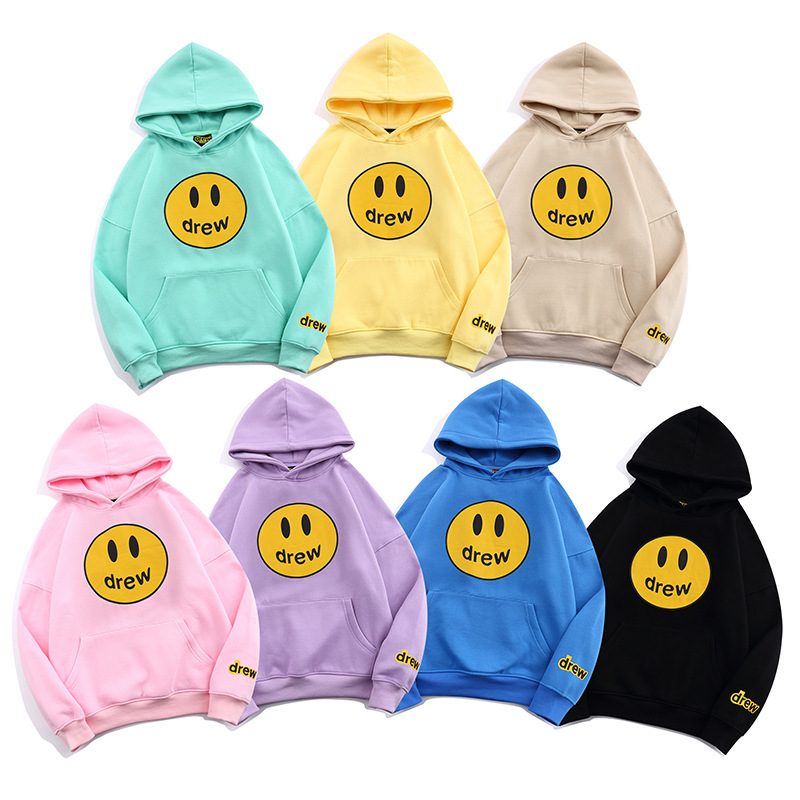 

Japan and South Korea Chao brand drew smiling face hot stamping men's autumn Plush sweater men's and women's loose hooded long sleeved, 537 pants khaki