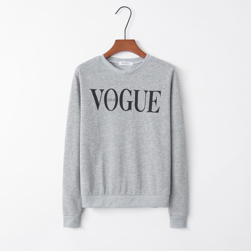 

Women's Hoodies & Sweatshirts 2021 Women Fashion Brand Hoodie VOGUE Letter Print Sweatshirt Knitted Long Sleeve Pullovers Polerones Mujer Ha, Grey