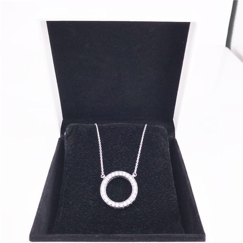 

Factory wholesale reversible collier pendant necklace Authentic 925 Sterling Silver with clear Cubic zirconia DIY Fine Jewelry 590514CZ-45 Charm necklace