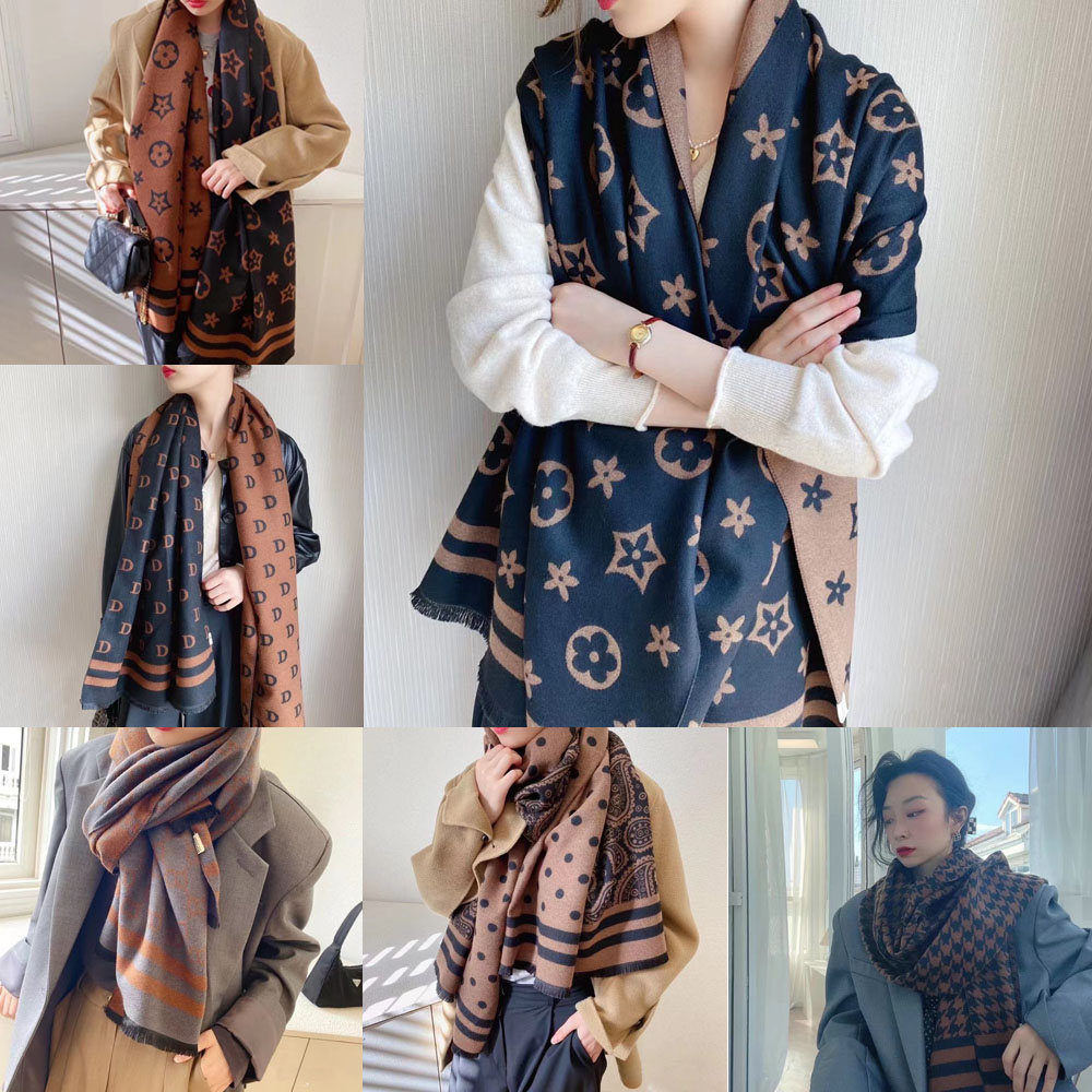 

18Colors Winter Fall Scarves Pashmina Scarf for Women Korean Brand Designers Double-faced Imitate Cashmere Thicken Warm Fashion Ladies Wool Long Shawl Wrap 65*190cm