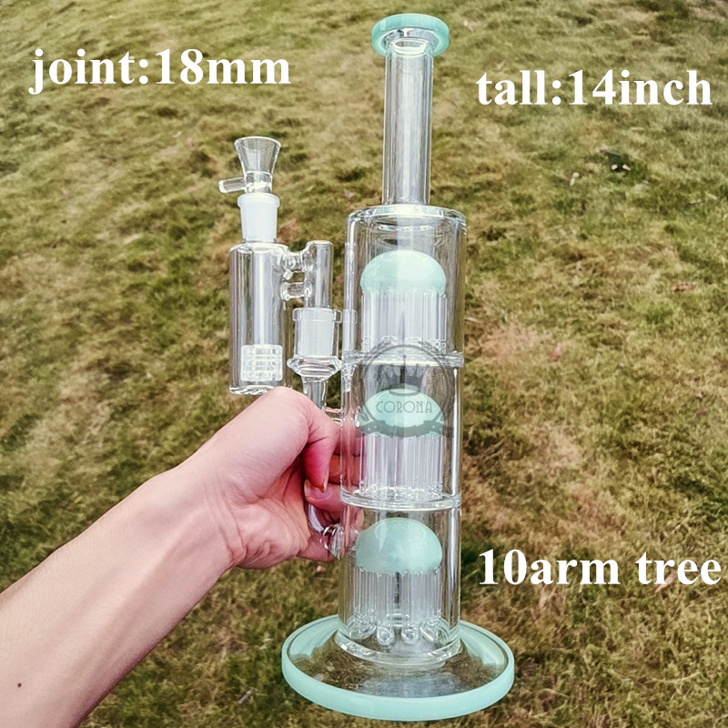 

14" Glass Beaker Bong Water Pipe Hookahs With Bowl Thick Bongs Female Joint Bubbler Oil Rig