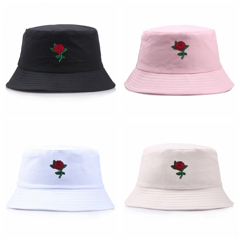 

Wide Brim Hats Women Cotton Rose Bucket Hat