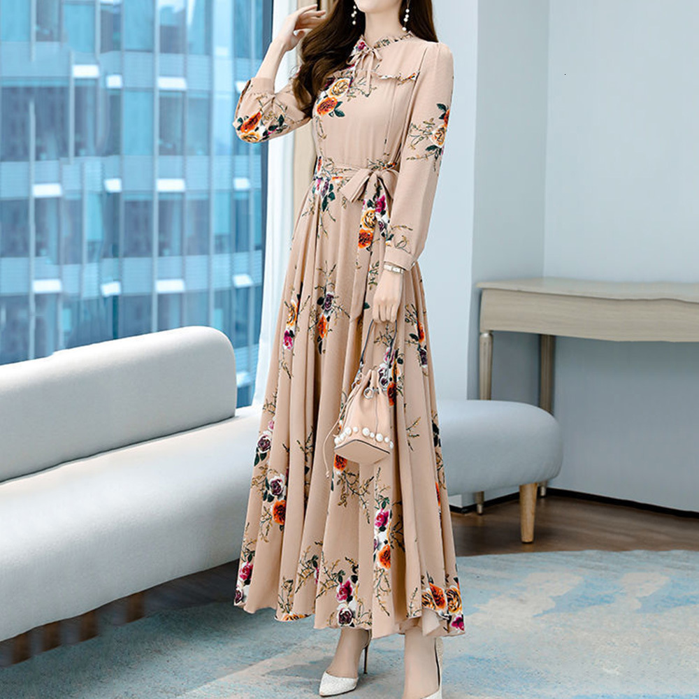 

2021 New Lovely High-end Autumn Clothes Simple Thin Top Selling Chiffon Lace Printed Round Neck Long Sleeves Wf4n, Haji