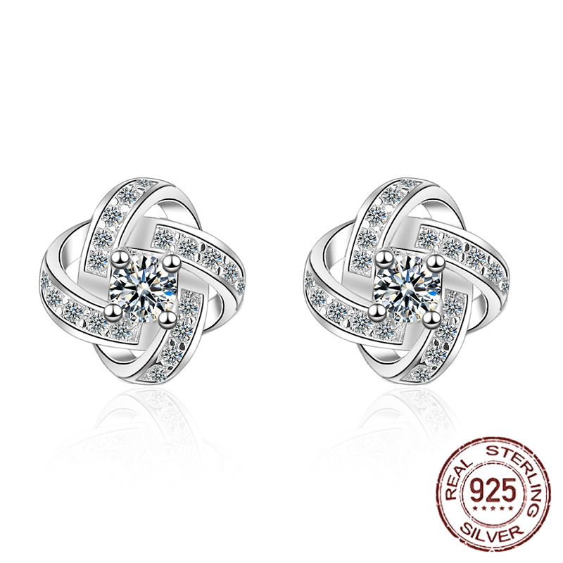 

Fashion Charm Cubic Zircon Flower Shape Stud Earrings for Women Style 925 Silver Wedding Birthday Jewelry Gift XED105, Golden