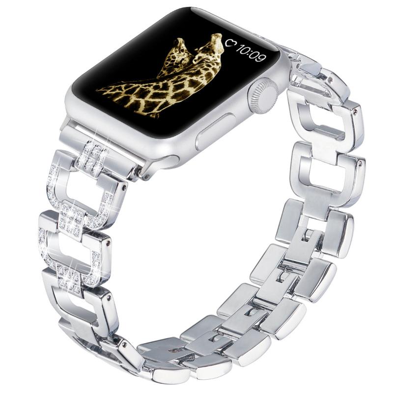 

Watch Bands Compatible With Smart Band Metal Replacement Rhinestone Wristband Bracelet Strap Sport Edition WB241