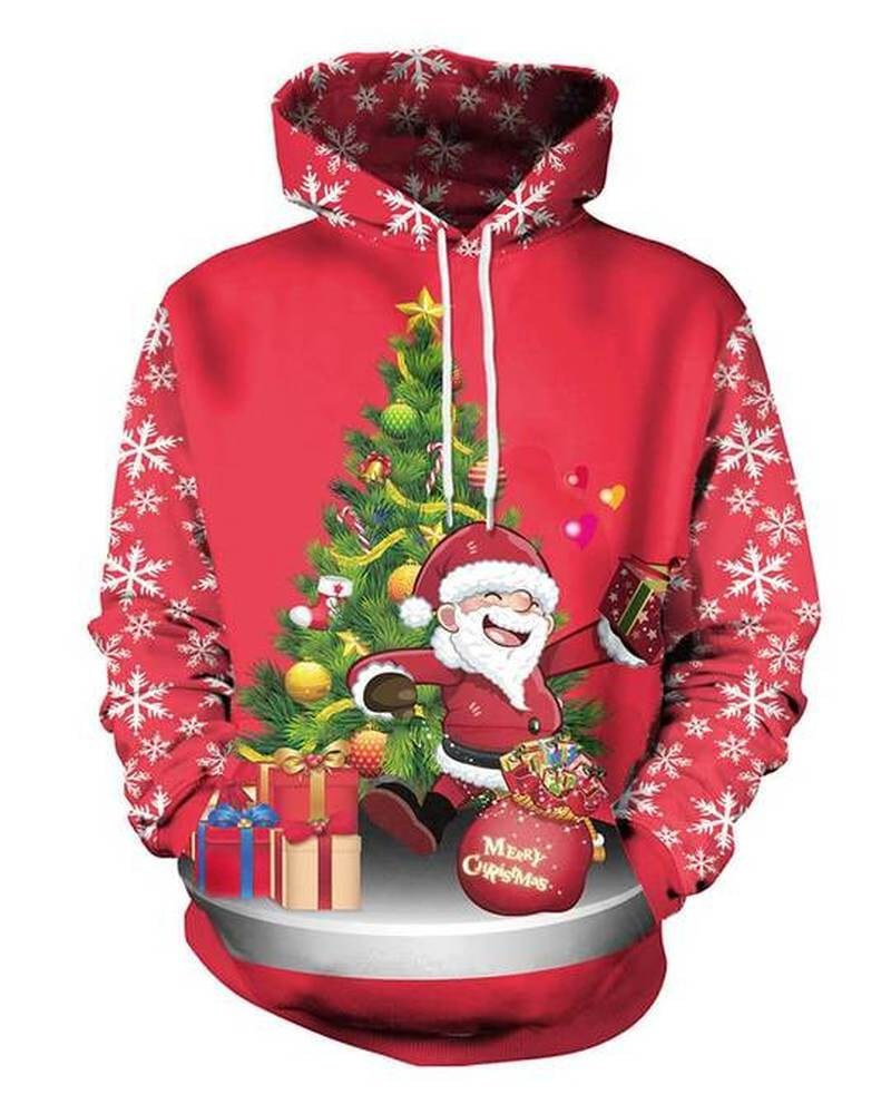 

Christmas elk pattern printing pattern printing Pattern Men Printing Hoodie Visual Impact Party Top Punk Gothic Round Neck High Quality Swea, Black