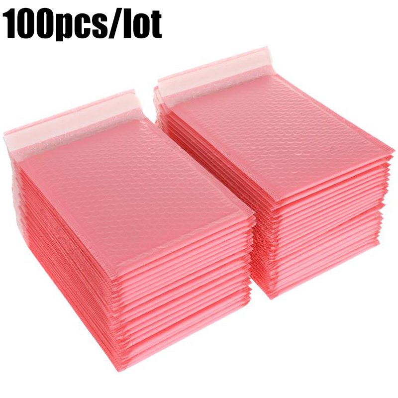 

100Pcs Bubble Mailers Padded Envelopes Lined Poly Mailer Self Seal Pink Shipping Envelope Waterproof Bubble Express Mailing Bag