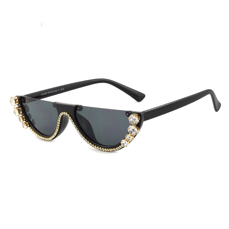

Sunglasses Women Cat Eye Diamond Half Frame Sun Glasses For Female Stylish UV400