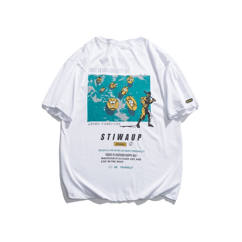 No vulgarity 2021 summer new drop shoulder short T-shirt over size men&#039;s fashion brand ins half sleeve-image-702603137