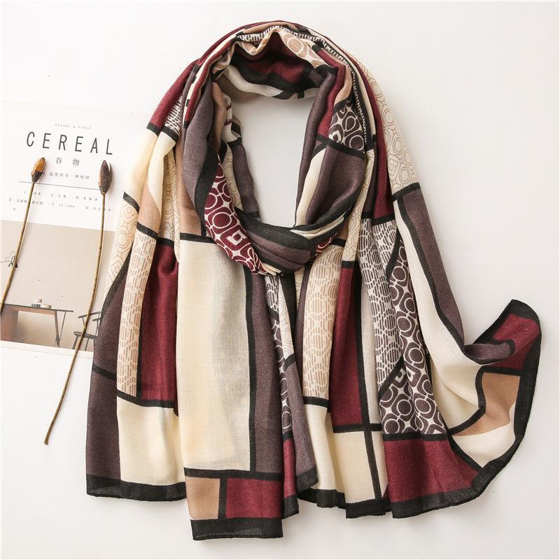 

Scarves 2021 Fashion Warm Winter Scarf Print Hijab Store Shawls And Wraps Long Sjaal Female Foulard Pashmina Bandana Women, Blue;gray