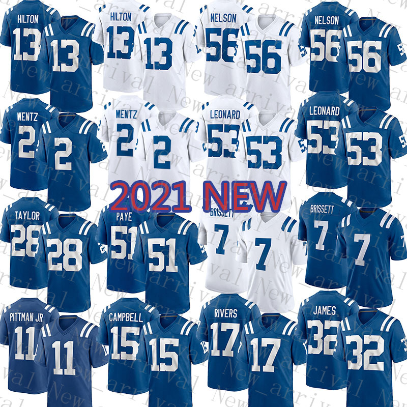 

2021 New Indianapoli Mens Colt American Football Jersey 2 Carson Wentz 28 Jonathan Taylor 53 Darius Leonard 56 Quenton Nelson 15 Parris Campbell 17 Philip Rivers, Mens-xiaoma