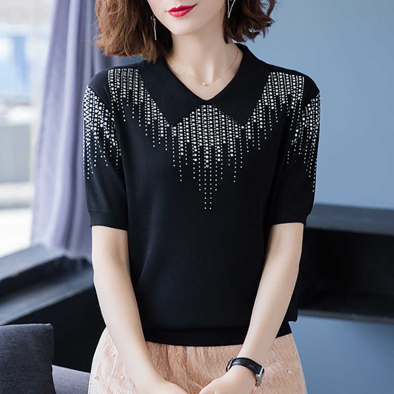 

Loose Autumn shortSleeve Female Pullover Sweater Casual black Tops Women Plus Size Knitted Korea Sweaters Ladies Thin Pull Top 210604, Pink