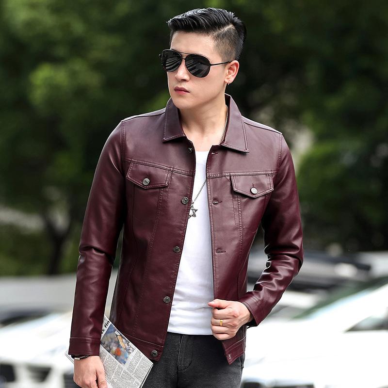 

2020 New Fashion Autumn Men PU Leather Jackets Plus Size 4XL Solid CLothes Biker Motorcycle Jacket Black Army Green Burgundy