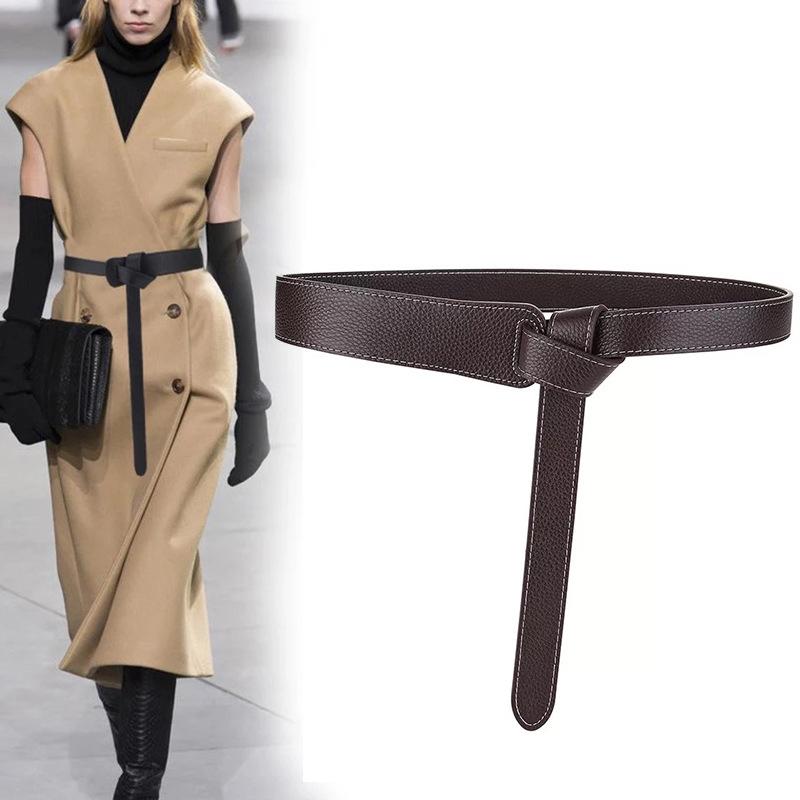 

Belts Wide Corset For Women Long Knot Soft Pu Leather Ceinture Femme Coat Dress Cummerbunds Plus Size Belt Cinturon Mujer, Black;brown