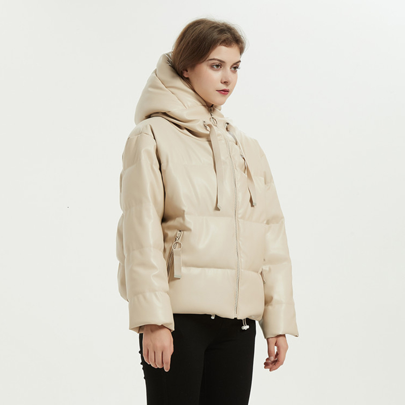 

2021 New Winter Women Jacekt Hooded Thick Warm Short Cotton Coat Casual Long Sleeve Zipper Black Parka Out Wear 01tj