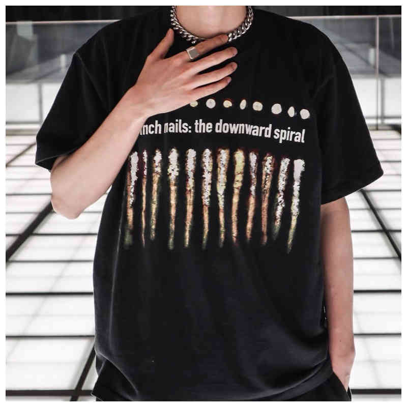 

Men's T-Shirts verão novo lavado impressão de manga curta masculina e feminina high street solto estilo oversize camiseta AQ7T, 1# shoe box