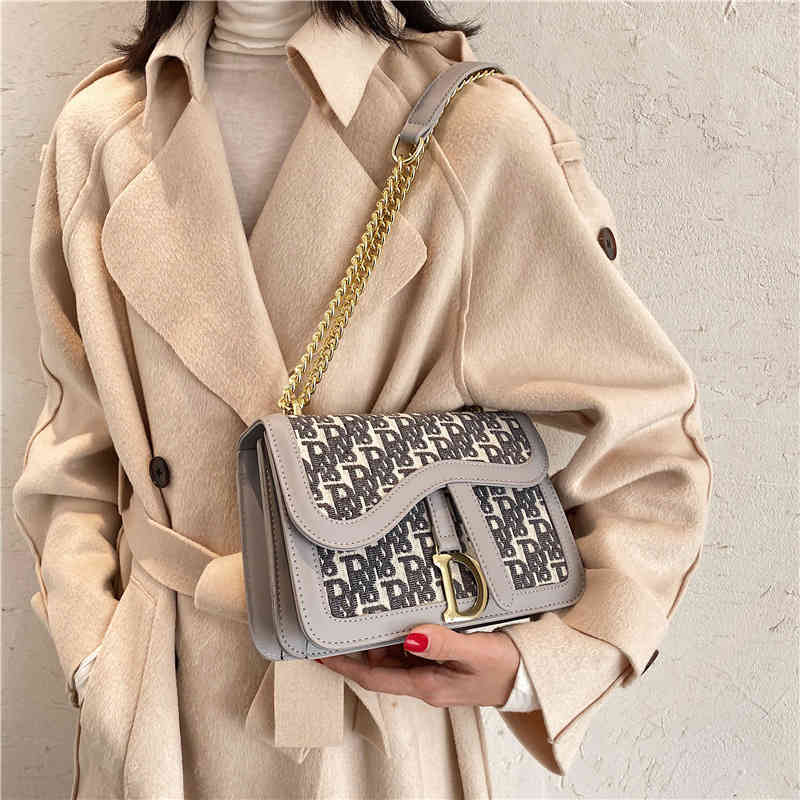 

50% OFF designer s Women's 2022 New Single Shoulder Messenger women's letter small square Korean version net red chain bag simple fashion, Light gray