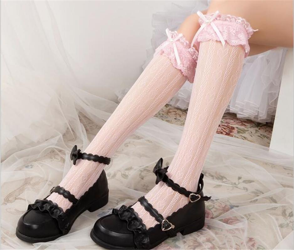 

Lolita Maid Knee High Socks Anime Cartoon Girl Gift Cosplay Costume Accessories Bow Nylon Lace Socks
