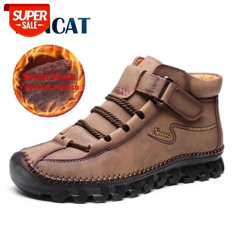 

New Winter Men's Boots Comfortable Men Ankle Boots Thick Plush Warm Snow Leather Autumn Outdoor Man Motorcycle 38-48 #dx6z