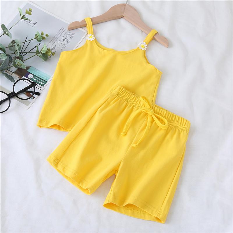 

Summer 2Pcs Children Clothes Outfits Sleeveless Tank Tops Shorts for Kid Girls Infant Clothing