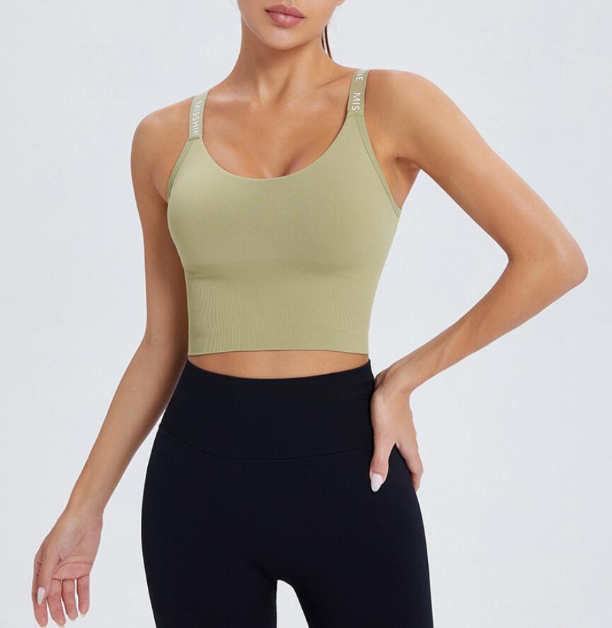 

2021 women' spring and summer sports T-shirt underwear shock absorption beauty back running fitness vest yoga bra, Pink