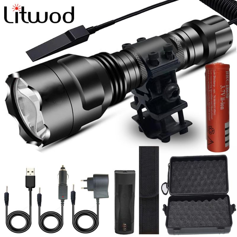 

Litwod C8 XHP50.2 Led Tactical Torch Waterproof XM-L2 U3 T6 Q5 5 Mode Lantern White Red & Green Light for Hunting 20W