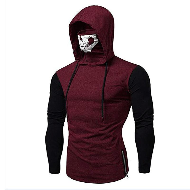 

Men's Hoodies & Sweatshirts Men Hoodie With Skull Mask 2022 Spring Autumn Hip Hop Streetwear Slim Pullover Mens Solid Male, Black