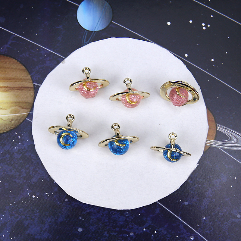 

10pcs 3D Moon Planet Enamel Charms Alloy Glitter Space Pendants Fit Earrings Bracelet Making Material DIY Jewelry Accessories