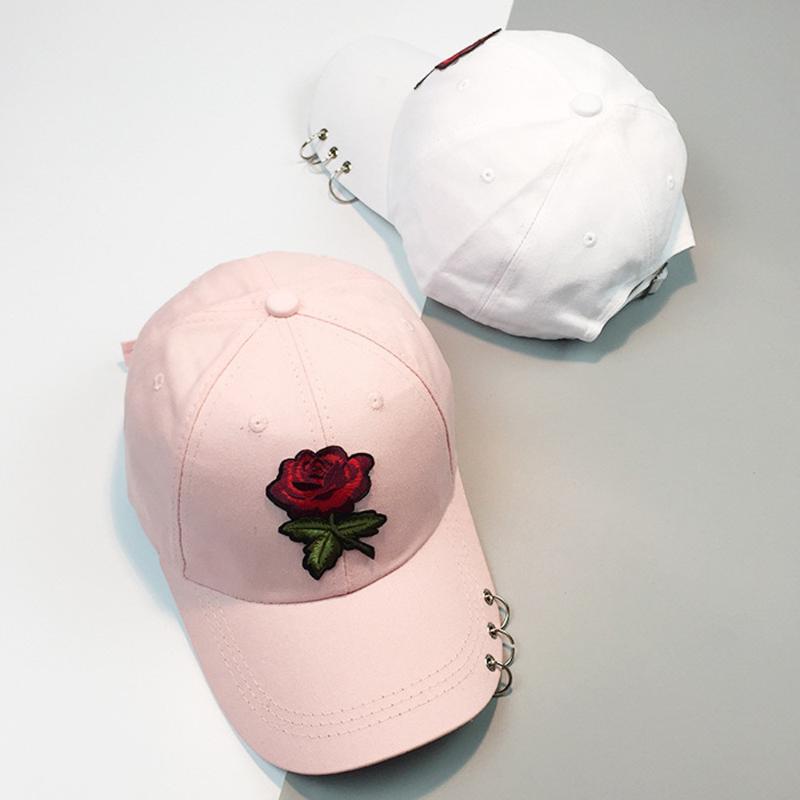 

Ball Caps Women Men Couple Rose Baseball Cap Sun Protection Unisex Snapback Hip Hop Flat Hat Adjustable Fashion Solid Color, White