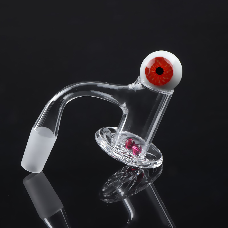 

High Quality Full Weld Beveled Edge Smoking Blender Bottom Quartz Banger With Glass Marbles & Ruby Pearls For Bongs