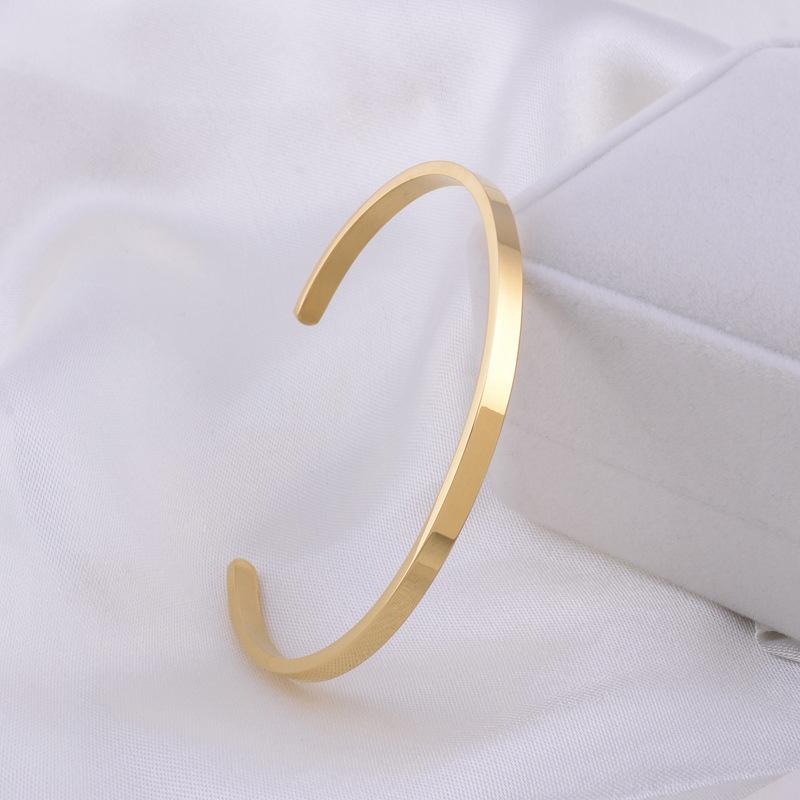 

Bangle Simple Basic C-shaped Stainless Steel Bracelet Opening Adjustable Titanium