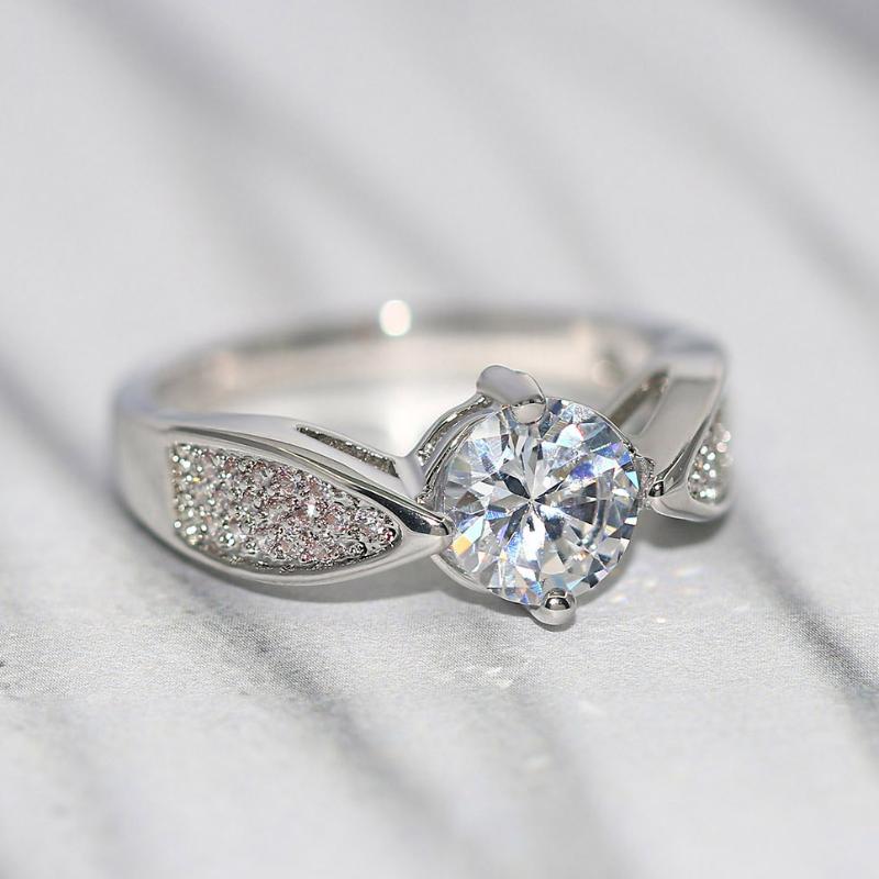 

Cluster Rings Simply Classic For Women White Gold Color +CZ Daily Party Fashion Jewelry R546, Golden;silver