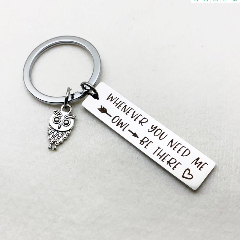 

Simple Keychain Man WHENEVER YOU NEED ME OWL Key Holder Bags Unisex Letter Color Zinc Alloy Key Chain