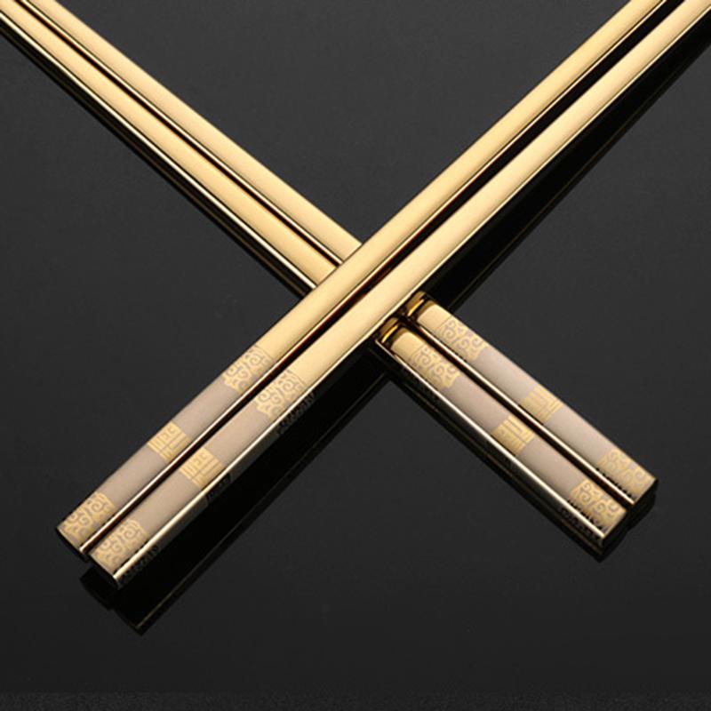 

Luxury Chinese 304 Stainless Steel Chopsticks Laser Engraving Wands Tableware Japanese Sushi