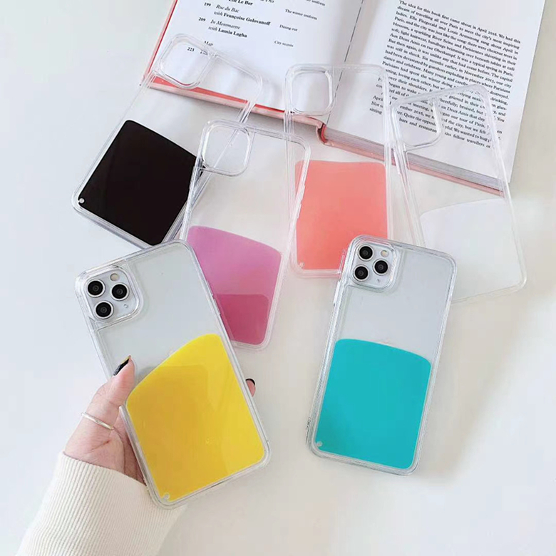 Gabada Dinâmica Jelly Candy Color Liquid QuickSand Limpar Capa para iPhone 12 Mini 11 Pro Xs Max XR 6S 8 Plus SE2020