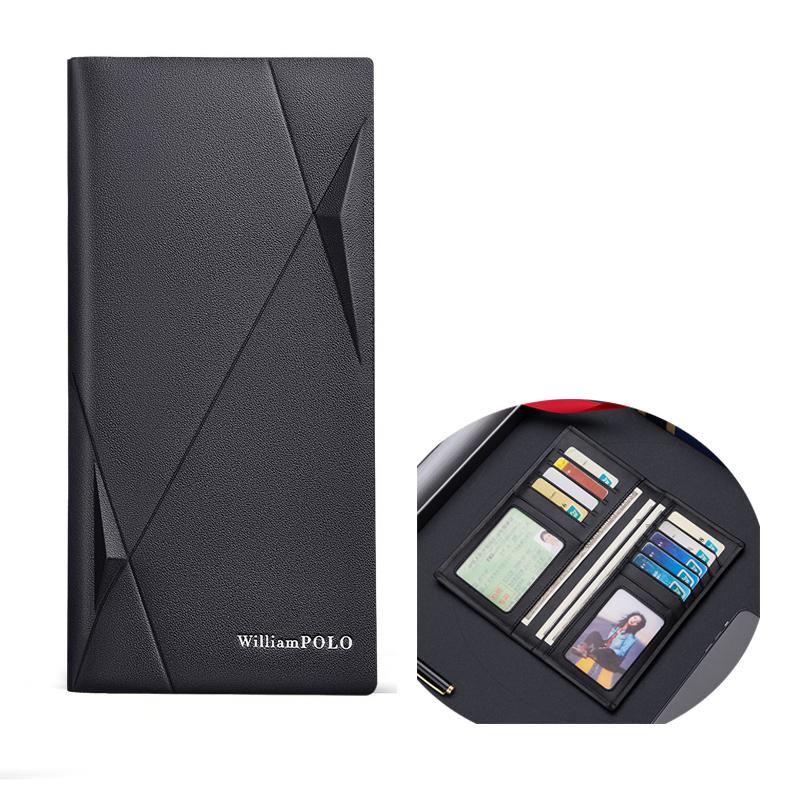 

Men's Wallet Genuine Leather Long Purse Card Holder Large Capacity Business Clutch Male Leather Wallet Slim Thin Two-fold Purse, Black