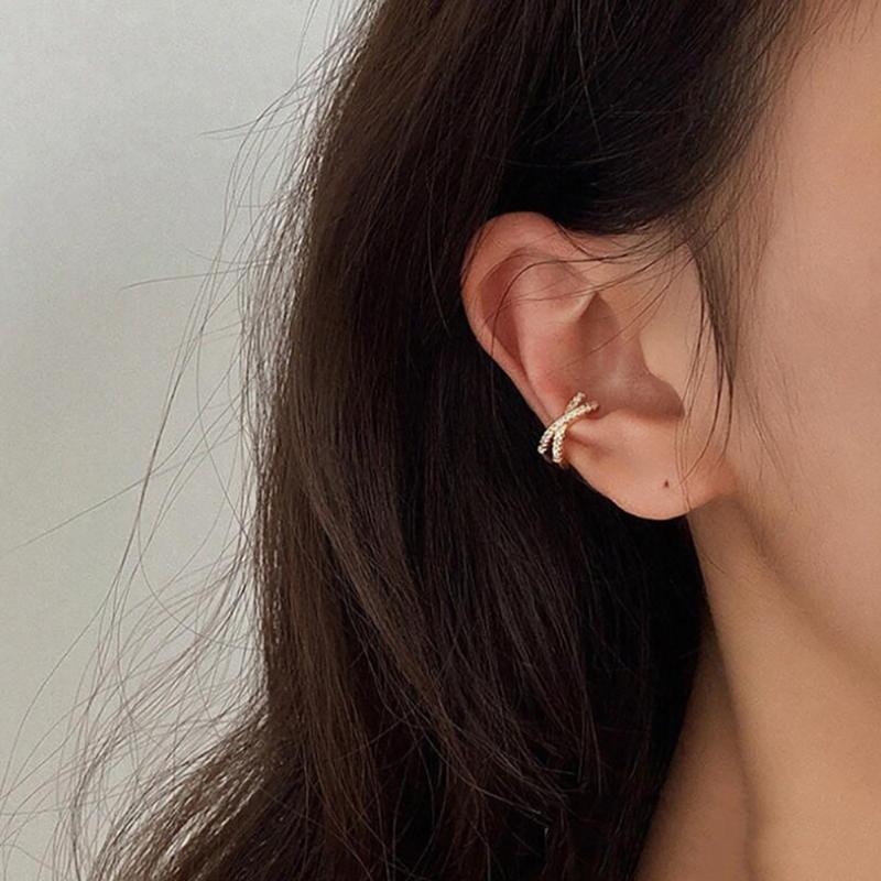 

Hoop & Huggie Alloy Women No Ear Hole Crossed Bone Minimalism Drop Earrings Jewelry Gift For Him Valentine's Day