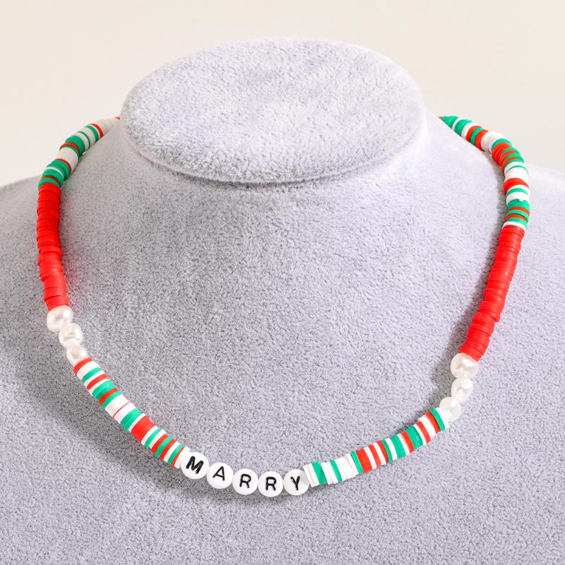

Chokers Dvacaman Letter MARRY Necklace Bohemian Soft Pottery Clavicle Choker For Women Girls Summer Beach Wedding Party Jewelry
