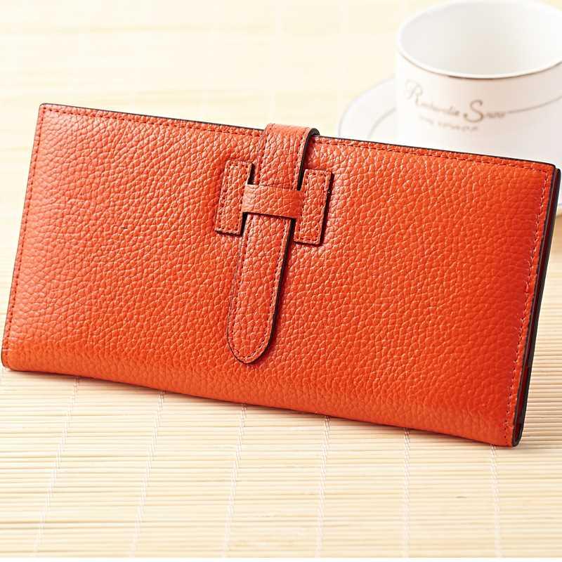 

Wallets ZKW 2021 Fashion Clutch Wallet Cowhide Long Design Women's Genuine Leather Large Capacity, Orange