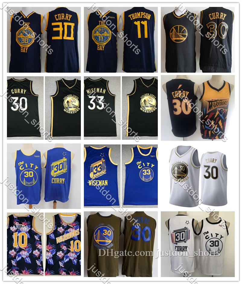 

Mens Vintage Stephen Curry 30 Klay Thompson 11 James Wiseman 33 City White Edition Hot Press Mesh Basketball Jerseys Black Gold Stitched Shirts Sweatpants Pants, Like pics
