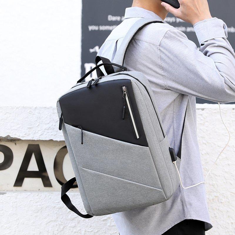 

Backpack 2021 Patchwork Men Multifunctional Waterproof School Travel Casual Nylon Black Gray Business Rucksack, A-4