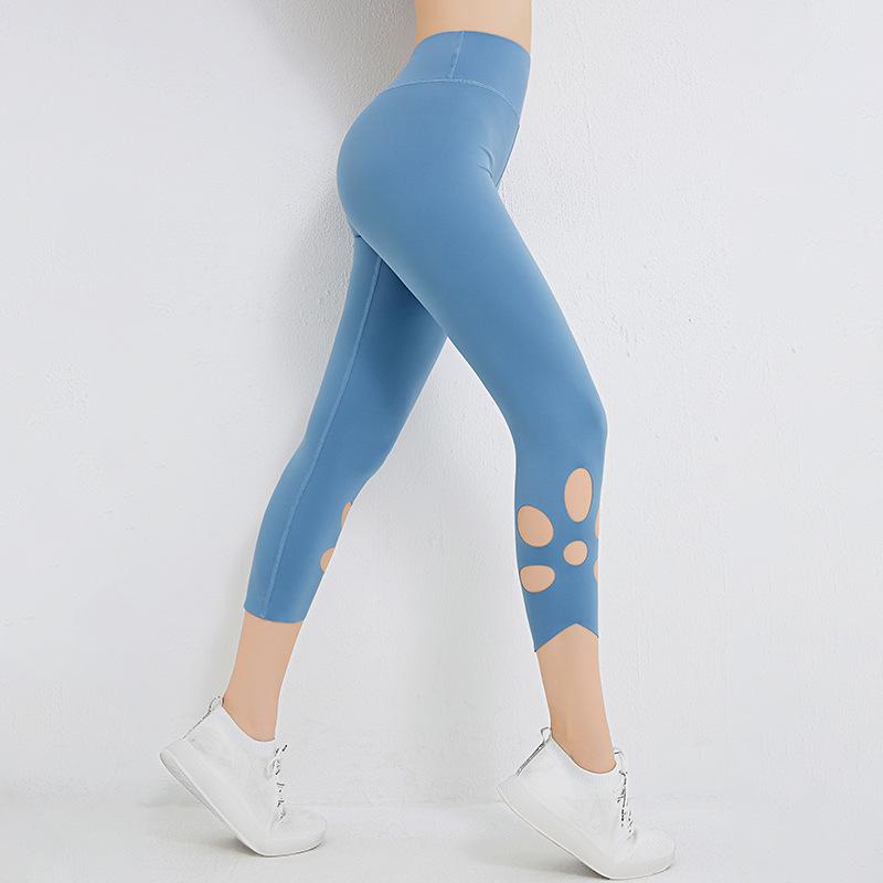 

Yoga Pants High Waist Leggings Sport Women Seamless Fitness Solid Color Hole Sports Fitness Dancing Running Cropped Pants New