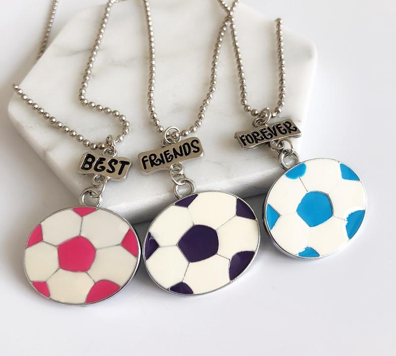 Pendant Necklaces A Pair &quot; Friends Forever&quot; Kids Alloy Soccer Ball Necklace For Children Jewelry, Birthday Gift-image-706628300