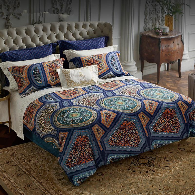 

Bedding Sets American Style Bed Sheets Set King Queen Size Reactive Printing Linen Cushion Bedspread Home Textile
