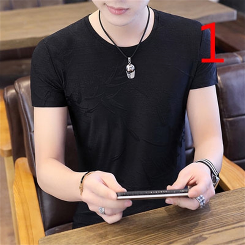 

2021 Short-sleeved T-shirt Male Slim New Korean Youth Tide Brand Men's Casual Vi5r