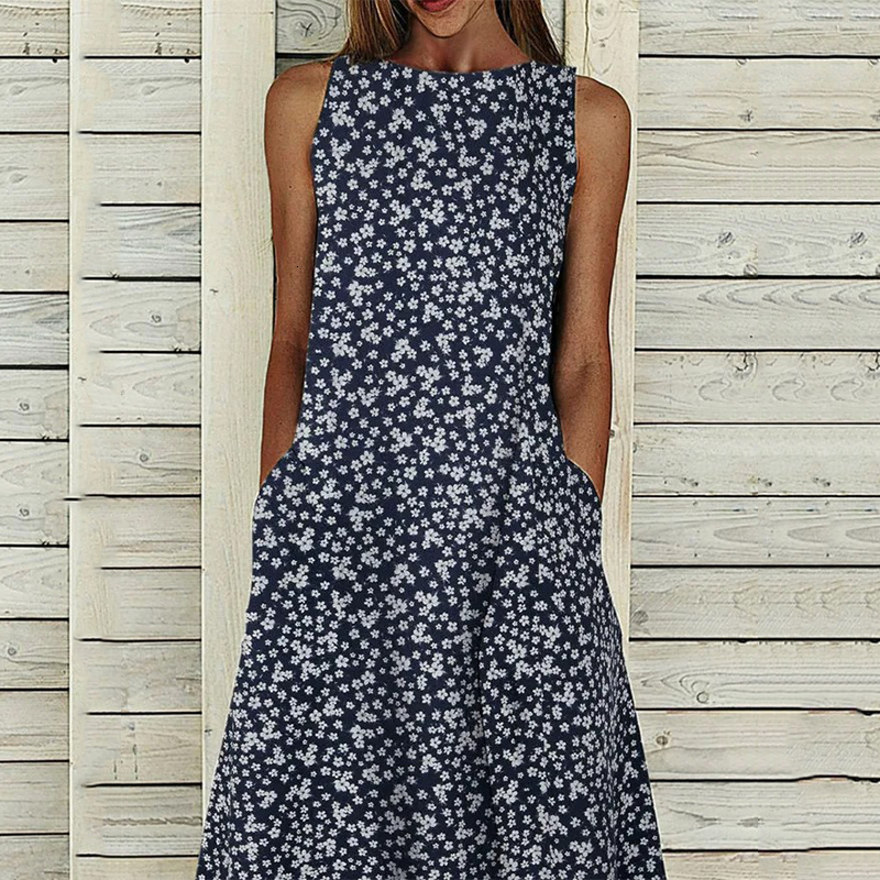 

2021 Summer New Vintage Elegant Women Maxi Es Plus Size Sleeveless A-line Long Female Party Slash Neck Simple Design Ahsl, Butterfly