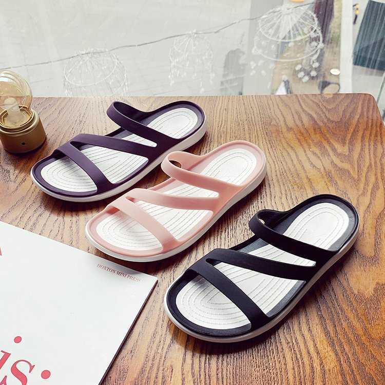 

Classic luxury Women Outdoor Casual Beach Sandals Soft Bottom Flat Female Hollow Confort Shoes Foreign Trade Ladies Heels House Slippers Des, Black