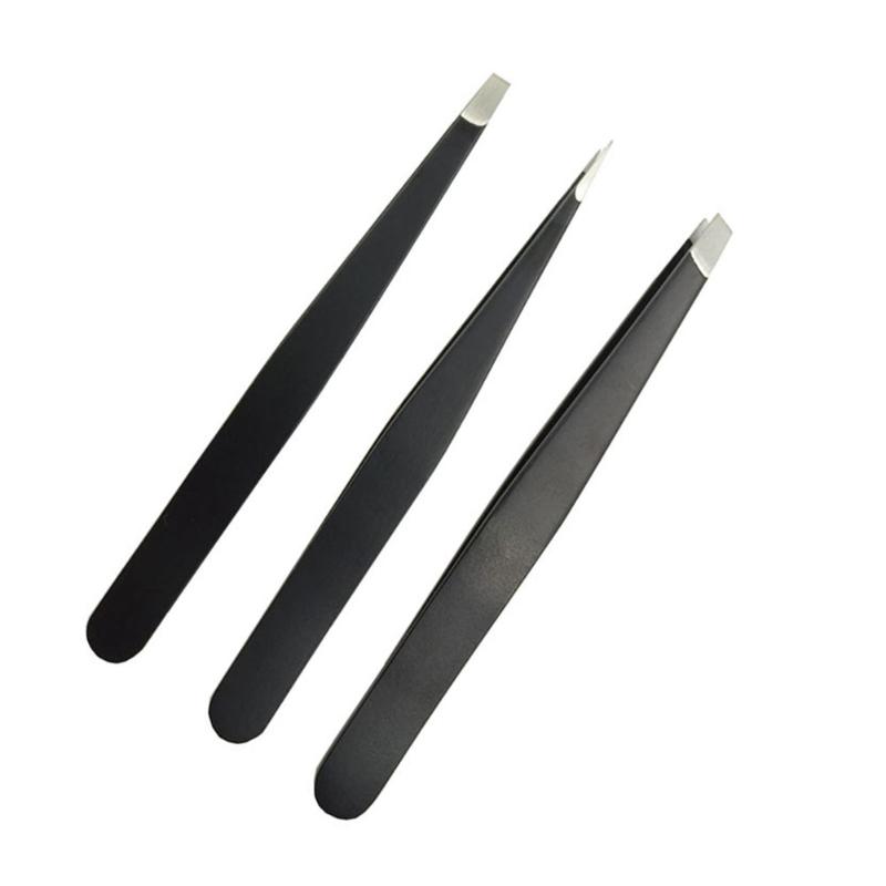 

Eyebrow Tools & Stencils 3pcs Professional Small Ingrown Hair Gift Splinter Travel Pincer Makeup Stainless Steel Tool Tip Tweezer Set Remova
